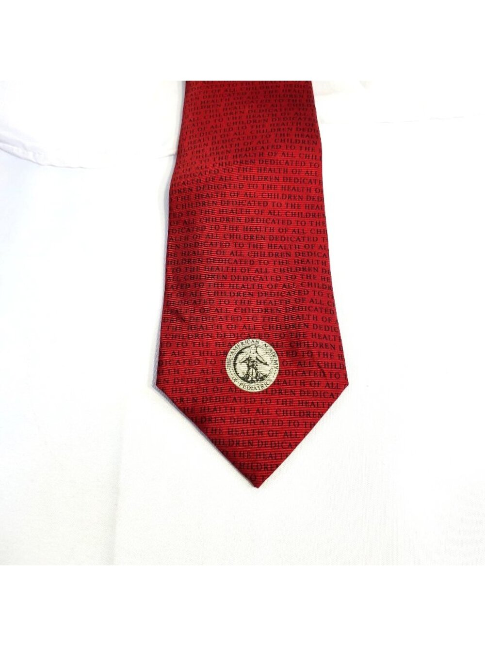 American Academy Of Pediatrics Red Necktie With Text Design & Logo